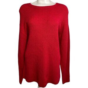 EXPRESS Crewneck‎ Sweater Top Women's MEDIUM Red Relaxed-Fit Long-Sleeve NWOT